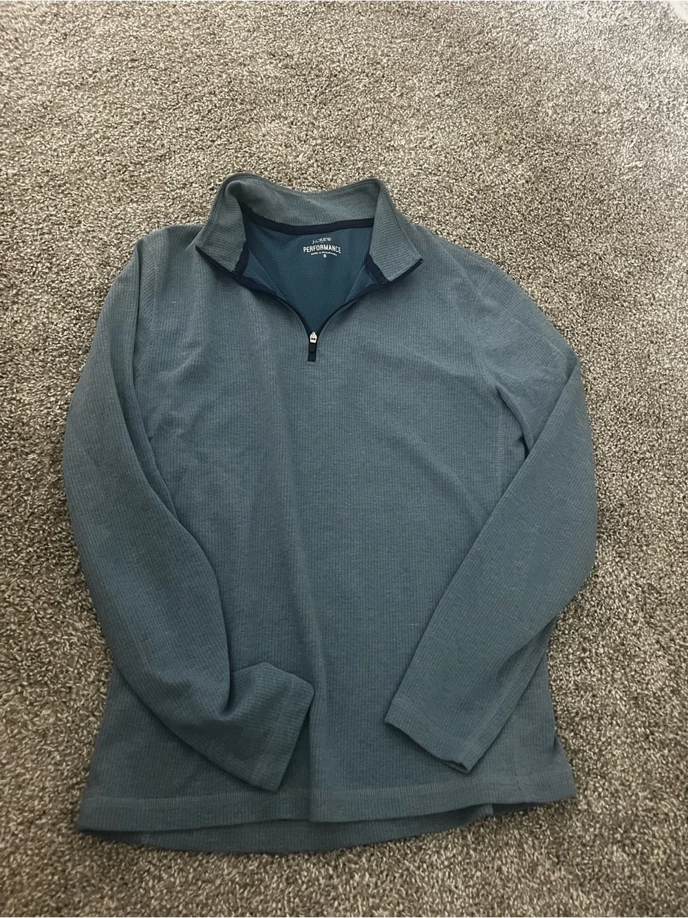 J. Crew Performance Quarter-Zip Pullover in Teal Blue Size Small